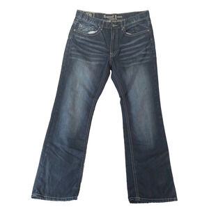 Request jeans mens 36 x 32 relaxed fit bootcut Flap pocket blue denim pants